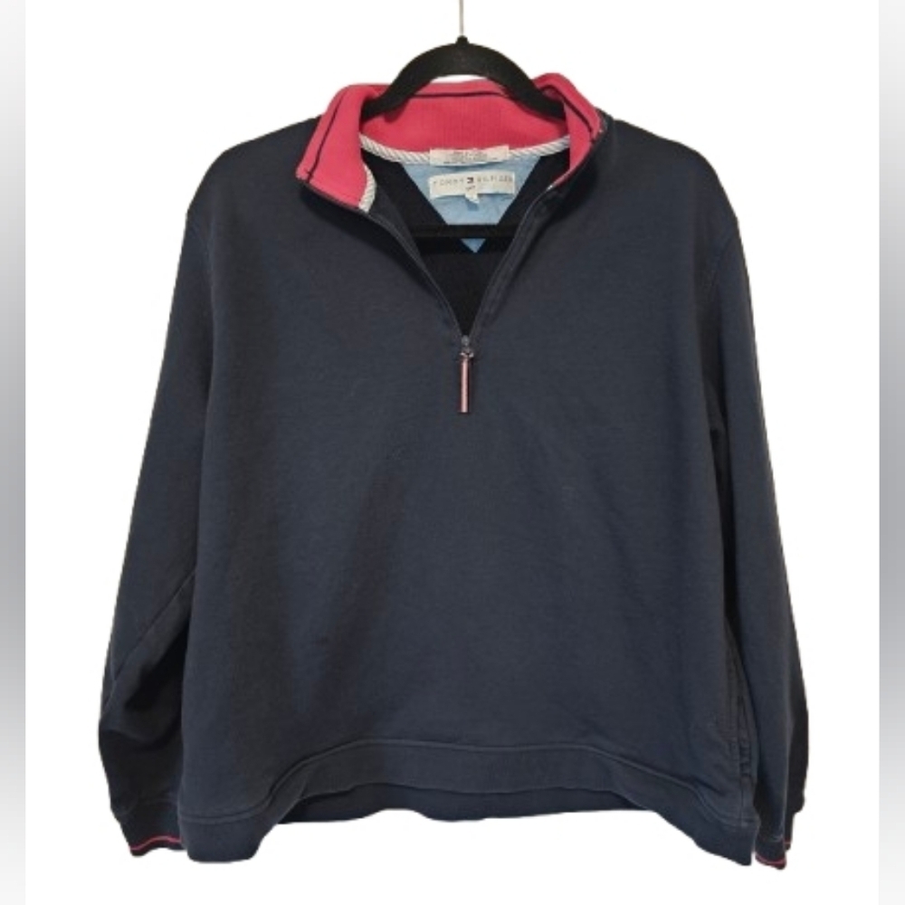 Tommy Hilfiger Golf 1/4 Zip Men's Navy and Red Pullover Sweater Size XL